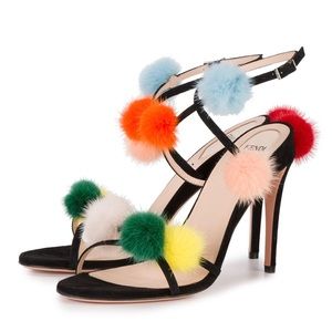 Fendi pompom heels